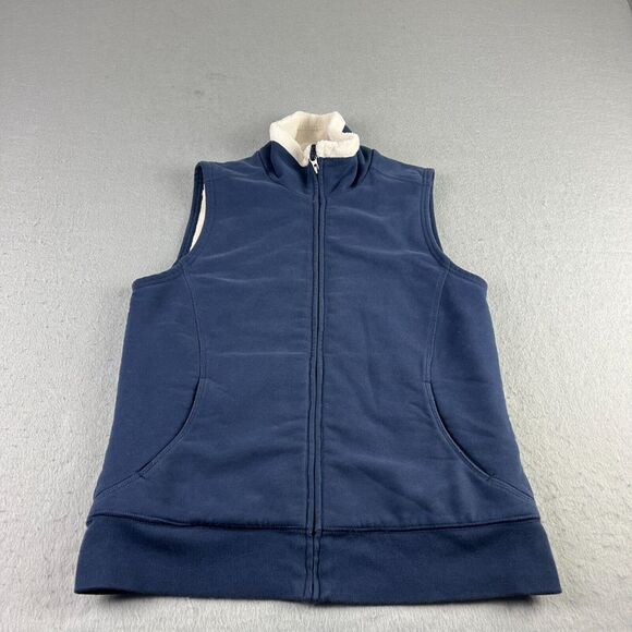 LL Bean Vest Womens Small Blue Full Zip‎ Fleece Lined Sleeveless Gorpcore - Picture 1 of 9